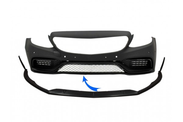 Μπροστινό Χείλος Προφυλακτήρα Κατάλληλο Για Mercedes C-Class W205 S205 A205 C205 (2014-2018) Limousine T-Model Coupe Cabriolet Edition 1 Design Matte Black