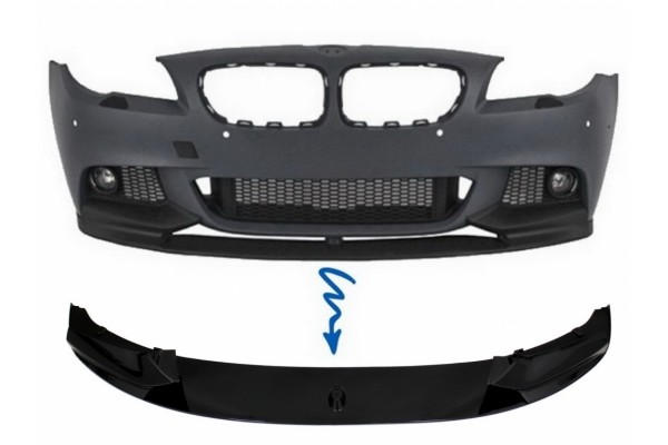 Μπροστινό Σπόιλερ Προφυλακτήρα Κατάλληλο Για Bmw Σειρά 5 F10 F11 Sedan Touring (2011-2017) M Design Σε Γυαλιστερό Μαύρο Χρώμα