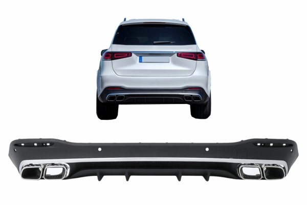 Διαχύτης Αέρα Πίσω Προφυλακτήρα Με Άκρα Σιγαστήρα Εξάτμισης Κατάλληλος Για Mercedes Gls Class X167 (2019-up) GLS63 Design