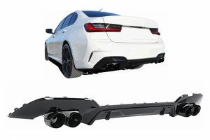 Διαχύτης Πίσω Προφυλακτήρα Με Απολήξεις Εξάτμισης Κατάλληλος Για Bmw Σειρά 3 G20 G28 Sedan G21 Touring (2018-06.2022) Μαύρος