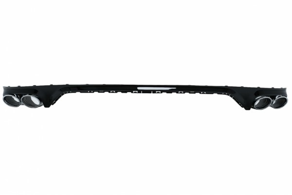 Διαχύτης Πίσω Προφυλακτήρα Με Διπλή Έξοδο Κατάλληλος Για Audi Q8 S-Line (2018-2023) Ασημί Άκρες