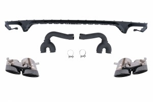 Διαχύτης Πίσω Αεροτομής Προφυλακτήρα Διπλής Εξόδου Κατάλληλος Για Audi Q8 S-Line (2018-2023) Με Μαύρες Άκρες