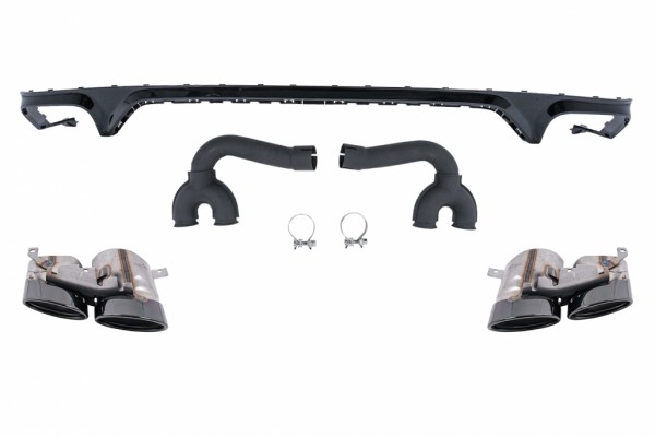 Διαχύτης Πίσω Αεροτομής Προφυλακτήρα Διπλής Εξόδου Κατάλληλος Για Audi Q8 S-Line (2018-2023) Με Μαύρες Άκρες