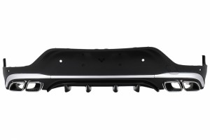 Πίσω Διαχύτης Με Ασημί Άκρα Σιγαστήρα Εξάτμισης Κατάλληλος Για Mercedes Glc Coupe Facelift C253 (2020-) GLC63 Design