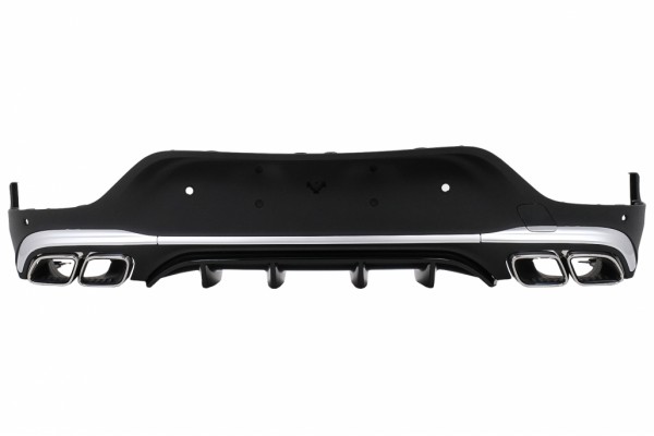 Πίσω Διαχύτης Με Ασημί Άκρα Σιγαστήρα Εξάτμισης Κατάλληλος Για Mercedes Glc Coupe Facelift C253 (2020-) GLC63 Design