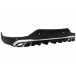 Πίσω Διαχύτης Με Ασημί Άκρα Σιγαστήρα Εξάτμισης Κατάλληλος Για Mercedes Glc Coupe Facelift C253 (2020-) GLC63 Design