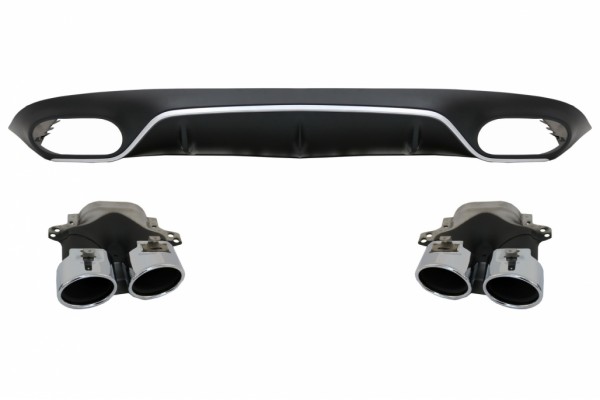 Πίσω Διαχύτης Με Απολήξεις Εξάτμισης Κατάλληλος Για Mercedes E-Class C238 A238 Amg Sport Line Coupe Cabrio (2016-2019) E53 Design Silver Edition