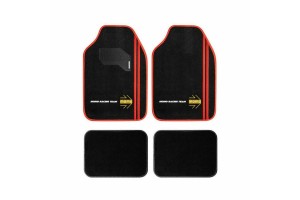 MOMO Σετ Πατάκια Μοκέτα Sport Μαύρο-Κόκκινο 4 ΤΜΧ - CM4A8BR