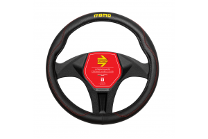 MOMO Κάλυμμα Τιμονιού Comfort Μαύρο με Κόκκινη ραφή 38-39cm - SWC011BR