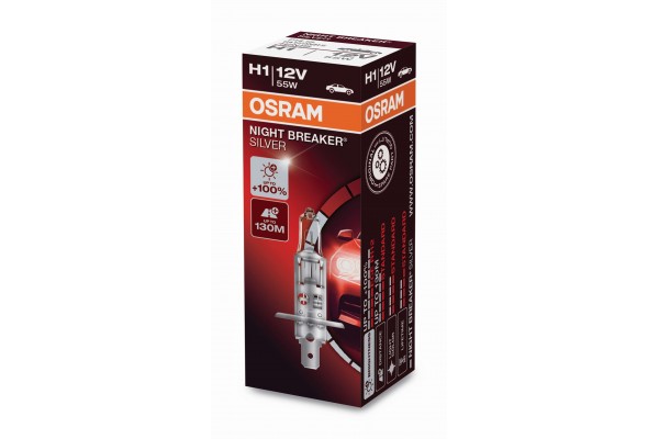Osram H1 Night Breaker Silver 12V 55W P14.5S +100% Περισσότερο Φως 64150NBS