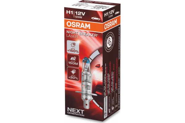 Osram H1 Night Breaker Laser Next Generation 12V 55W +150% Περισσότερο Φως 64150NL