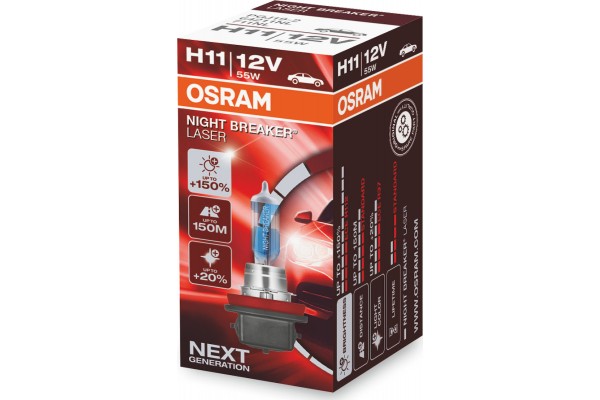 Osram H11 Night Breaker Laser Next Generation 12V 55W +150% Περισσότερο Φως 64211NL