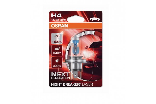 Osram H4 12V 60/55W P43t Night Breaker® LASER +150%  Blister 64193NL-01B