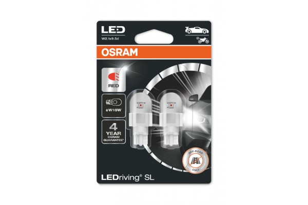 Osram W16W 12V 2W (16W) W2.1x9.5d LedRiving Cool White 6000K 2τμχ. 921DRP-02B