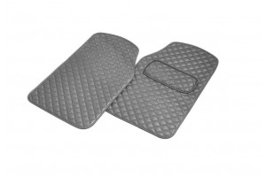 KAVER Πατάκια Γκρι Δερματίνη με Ραφές "Diamond" 2 ΤΜΧ - BGDIAMMAT2