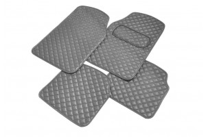 KAVER Σετ Πατάκια Γκρι Δερματίνη με Ραφές "Diamond" 4 ΤMX - BGDIAMMAT4