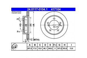 ATE 24.0117-0104.1 Δισκόπλακα (417104) SUZUKI JIMNY