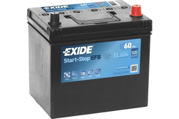 Exide EL604 Μπαταρία Αυτοκινήτου EFB Start-Stop 12V 60Ah/520A Δεξιά