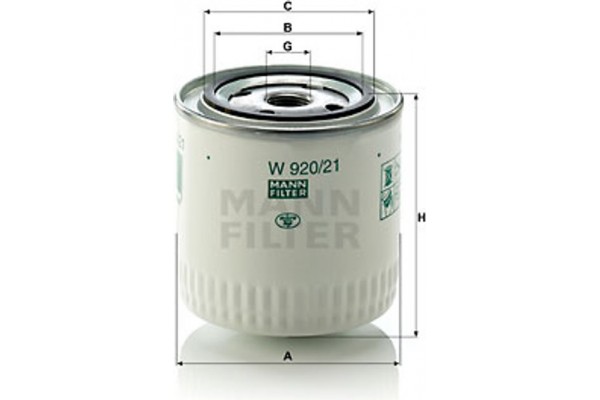 MANN-FILTER Φίλτρο Λαδιού - W 920/21