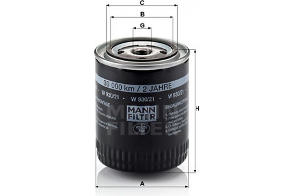 MANN-FILTER Φίλτρο Λαδιού - W 930/21
