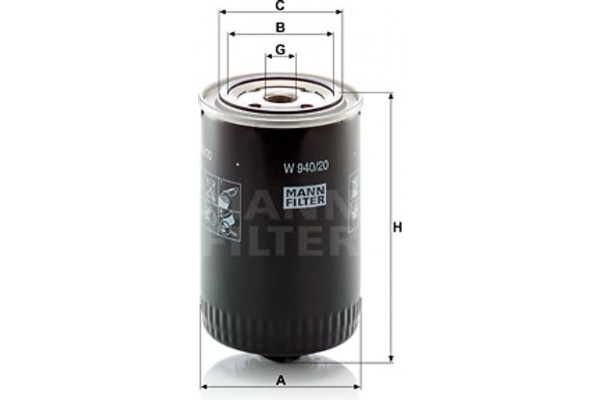 MANN-FILTER Φίλτρο Λαδιού - W 940/20