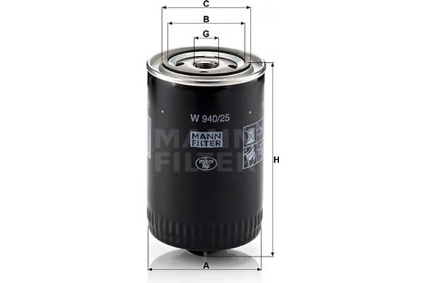 MANN-FILTER Φίλτρο Λαδιού - W 940/25