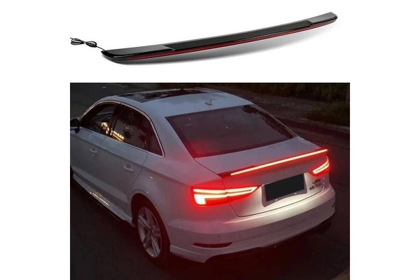 Αεροτομή Πορτ Παγκάζ Για Audi A3 8VS Sedan 12-20 Gt Look Με Dynamic Led Flash/Stop Μαύρο Γυαλιστερό Από Abs Πλαστικό