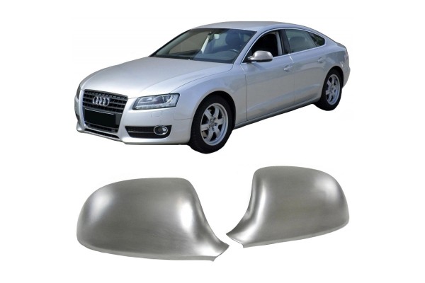 Καπάκια Καθρεφτών Για Audi A3 8P 08-11, A4 B8 08-11, A5 8T 07-11, A6 4F 08-11 (Metal) Brushed Aluminium 2 Τεμάχια