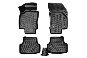 Πατάκια Σκαφάκια 3D Από Λάστιχο Tpe Για Vw Polo Αw 17+ / Audi A1 18+ / Seat Ibiza Kj 17+/ Arona KJ7 17+ / Skoda Fabia 21+ Rizline 4 Τεμάχια Μαύρα