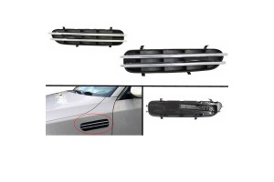 Πλαινές Γρίλιες Φτερών Για Bmw 5 E60 03-10 M5 Look Μαύρο / Χρώμιο 2 Τεμάχια