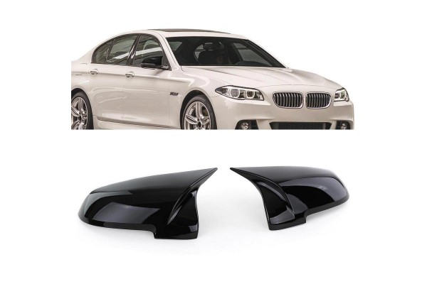 Καπάκια Καθρεφτών Για Bmw 5 F10 / F11 Lci (Facelift), 6 F06, F12, F13, 7 F02, F03, F04, 14-18 M4 Look Γυαλιστερό Μαύρο 2 Τεμάχια