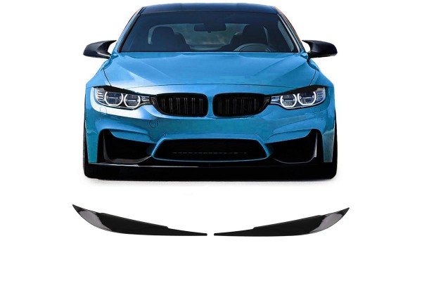 Φρυδάκια Μπροστινών Φαναριών Για Bmw 4 F32 / F33 / F36 2013-2021 Βαμμένα Μάυρο Γυαλιστερό Χρώμα 2 Τεμάχια