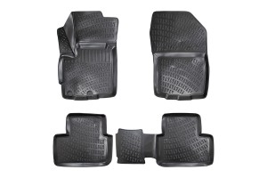 Πατάκια Σκαφάκια 3D Από Λάστιχο Tpe Για Citroen C4 Aircross 2012- / Mitsubishi Asx 2012-2016 Rizline 4 Τεμάχια Μαύρα