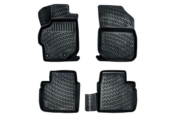 Πατάκια Σκαφάκια 3D Από Λάστιχο Tpe Για Peugeot 301 2012-/Citroen C-Εlysee 2012- Rizline 4 Τεμάχια Μαύρα