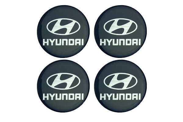 Αυτοκόλλητα Κέντρου Ζαντών Hyundai Από Σμάλτο 60mm Set 4 Τεμάχια