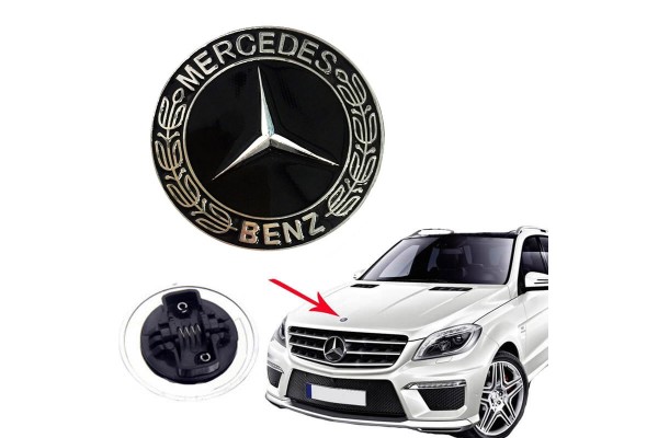 Σήμα Τάπα Καπό Για Mercedes-Benz 57mm Μαύρο