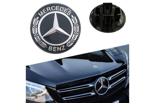 Σήμα Τάπα Καπό Mercedes-Benz Γνήσιο A0008173305 57mm Μαύρο