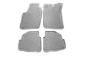 Πατάκια Σκαφάκια 3D Από Λάστιχο Για Skoda Fabia 2002- / 2007-2014 "Star Diamond" 4 Τεμάχια Γκρι