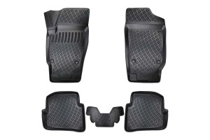 Πατάκια Σκαφάκια 3D Από Λάστιχο Tpe Για Vw Polo 6R 2009-2016 /Skoda Fabia 2014- Rizline 4 Τεμάχια Μαύρα