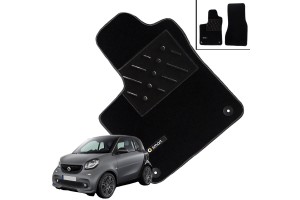 Πατάκια Αυτοκινήτου Μοκέτα Για Smart W453 2014+Με Μονό Κέντημα Black 2 Τεμάχια