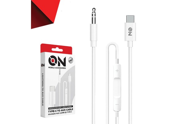 Καλώδιο Ήχου Aux 3.5mm Σε Type-c Λευκό 1m On Mobile Accessories 1 Τεμάχιο Καλώδιο Ήχου Aux 3.5mm Σε Type-c Λευκό 1m On Mobile Accessories 1 Τεμάχιο