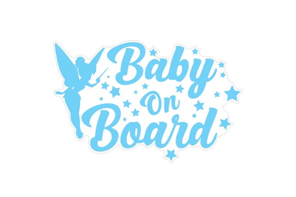 Αυτοκόλλητο Σήμα Αυτοκινήτου ''Baby On Board'' 19.2cm X 12.5cm Μπλε 1 Τεμάχιο