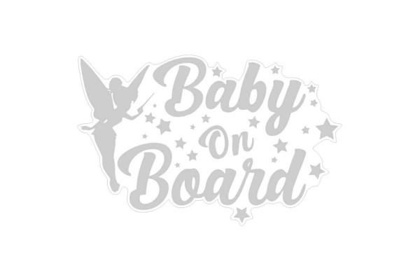 Αυτοκόλλητο Σήμα Αυτοκινήτου ''Baby On Board'' 19.2cm X 12.5cm Άσπρο 1 Τεμάχιο