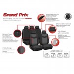 Καλύμματα Υφασμάτινα Grand Prix All In One Μαύρο-Γκρι Σετ Εμπρός-Πίσω 14 Τεμάχια