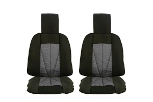 Ημικαλύμματα Υφασμάτινα Μπροστινών Καθισμάτων Prestige Μαύρο-Γκρι 2 Τεμάχια