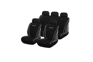 Καλύμματα Καθισμάτων Υφασμάτινα Concept Μαύρο-Γκρι Σετ Εμπρός-Πίσω 9 Τεμάχια