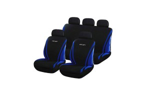 Καλύμματα Καθισμάτων Υφασμάτινα Concept Μαύρο-Μπλε Σετ Εμπρός-Πίσω 9 Τεμάχια
