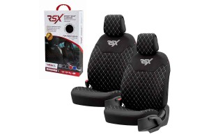 Ημικαλύμματα Μπροστινών Καθισμάτων Otom Rsx Sport Ύφασμα Κεντητό Καπιτονέ Μαύρο Με Άσπρη Ραφή RSXL-101 2 Τεμάχια