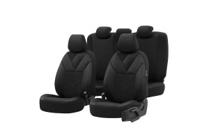 Καλύμματα Αυτοκινήτου Otom Tempo Design Universal Βαμβακερό Ύφασμα Rachel Σετ Εμπρός / Πίσω 11 Τεμαχίων Μαύρο TMP-1501