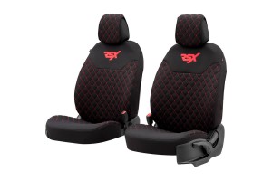 Ημικαλύμματα Μπροστινών Καθισμάτων Otom Rsx Sport Ύφασμα Κεντητό Καπιτονέ Μαύρο Με Κόκκινη Ραφή RSXL-102 2 Τεμάχια